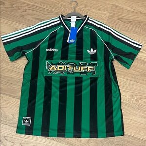 Adidas Adituff Green and Black Graphic Jersey With Beading Detail Brand New